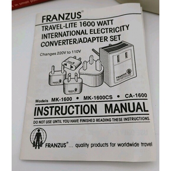 VTG Franzus Travel-Lite MK-1600 1600W Converter Adapter Set NIB Polarized World - Picture 3 of 8